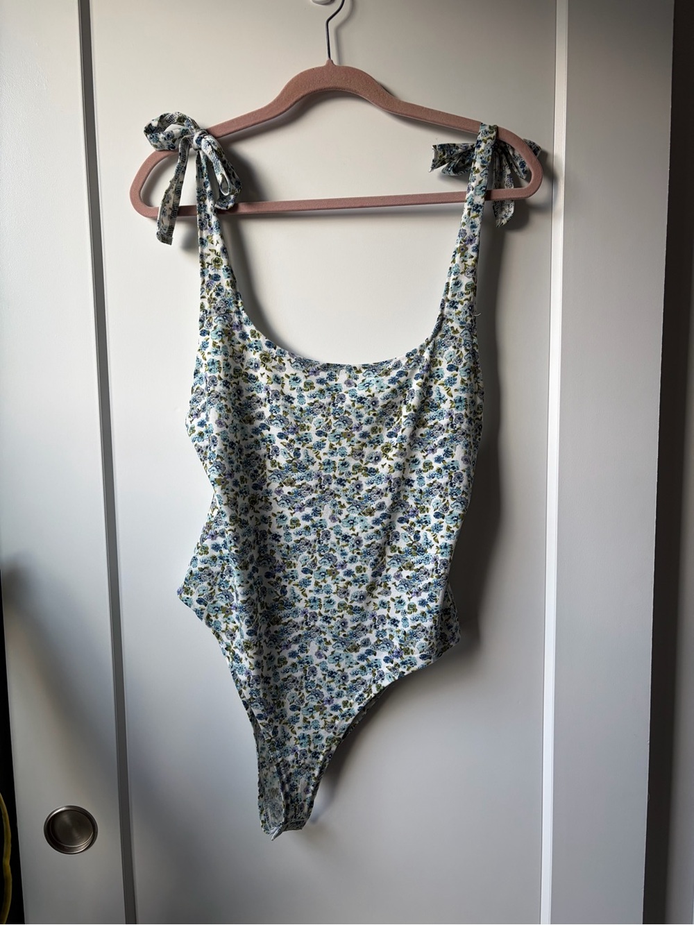 Floral Tie-Shoulder Low Back Bodysuit